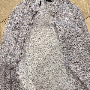 RW&CO. Men's Floral Dress Shirt - Blue and White